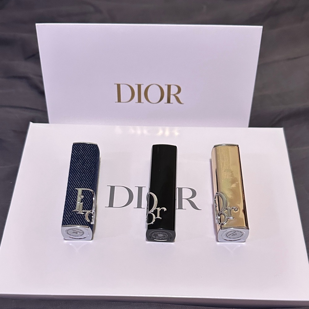 Dior Lipstick Case Trio - Black, Gold, Denim Blue